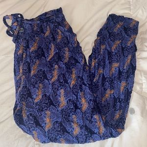 The Elephant Pants houndstooth pattern indigo and gold elephant design size XL